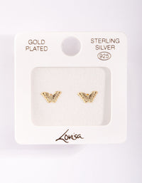 Gold Plated Sterling Silver Butterfly Stud Earrings - link has visual effect only