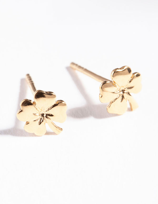 Gold Plated Sterling Silver Clover Earrings
