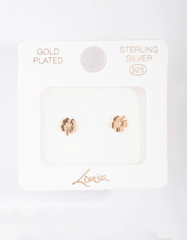 Gold Plated Sterling Silver Clover Earrings
