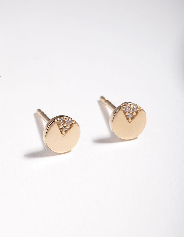 Gold Plated Sterling Silver Quarter Pave Stud Earrings