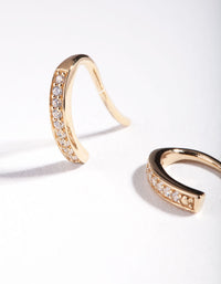Gold Plated Sterling Silver Fine Cubic Zirconia Drop Hook Earrings - link has visual effect only