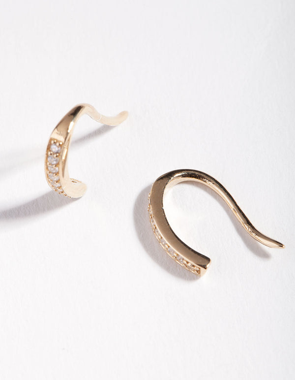 Gold Plated Sterling Silver Fine Cubic Zirconia Drop Hook Earrings