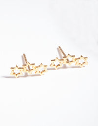 Gold Plated Sterling Silver 3 Star Crawler Earrings - link has visual effect only