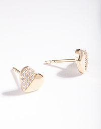 Gold Plated Sterling Silver Half Pave Heart Stud Earring - link has visual effect only