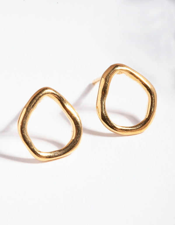 Gold Plated Sterling Silver Organic Stud Earrings