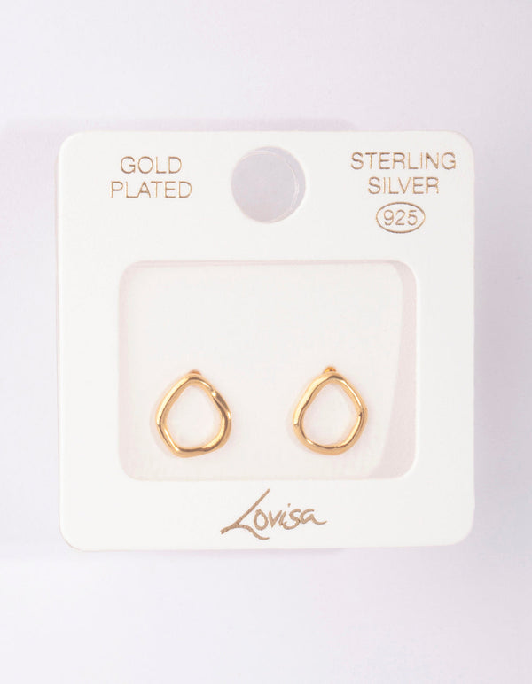 Gold Plated Sterling Silver Organic Stud Earrings