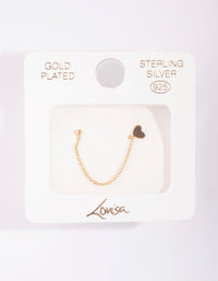 Gold Plated Sterling Silver Heart Chain Double Stud Earring - link has visual effect only