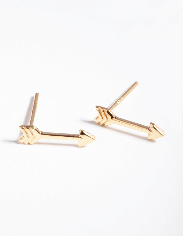 Gold Plated Sterling Silver Mini Arrow Stud Earrings