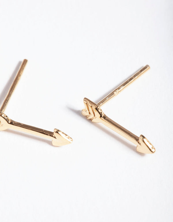 Gold Plated Sterling Silver Mini Arrow Stud Earrings
