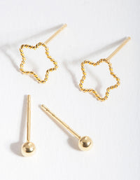 Gold Plated Sterling Silver Rope Star Earring 2 Pack - link has visual effect only