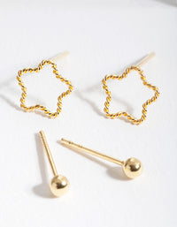 Gold Plated Sterling Silver Rope Star Earring 2 Pack - link has visual effect only