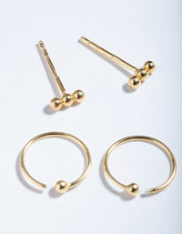 Gold Plated Sterling Silver Ball Stud Hoop Earring 2 Pack - link has visual effect only
