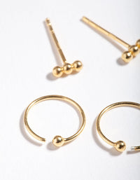 Gold Plated Sterling Silver Ball Stud Hoop Earring 2 Pack - link has visual effect only