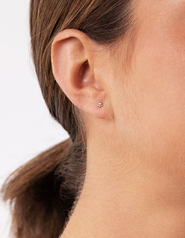 Gold Plated Sterling Silver Star Stud Hoop Earring 2 Pack