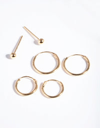 Gold Plated Sterling Silver Stud and Hoop 3-Pack Earring - link has visual effect only