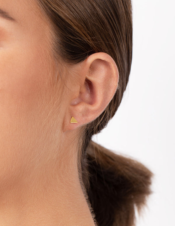 Gold Plated Sterling Silver Triangle Hoop Earring 2 Pack