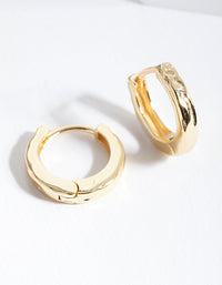 Gold Plated Sterling Silver Textured Huggie Earrings - link has visual effect only