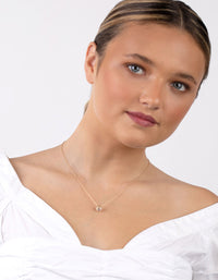 Gold Plated Sterling Silver 6mm Cubic Zirconia Halo Necklace - link has visual effect only