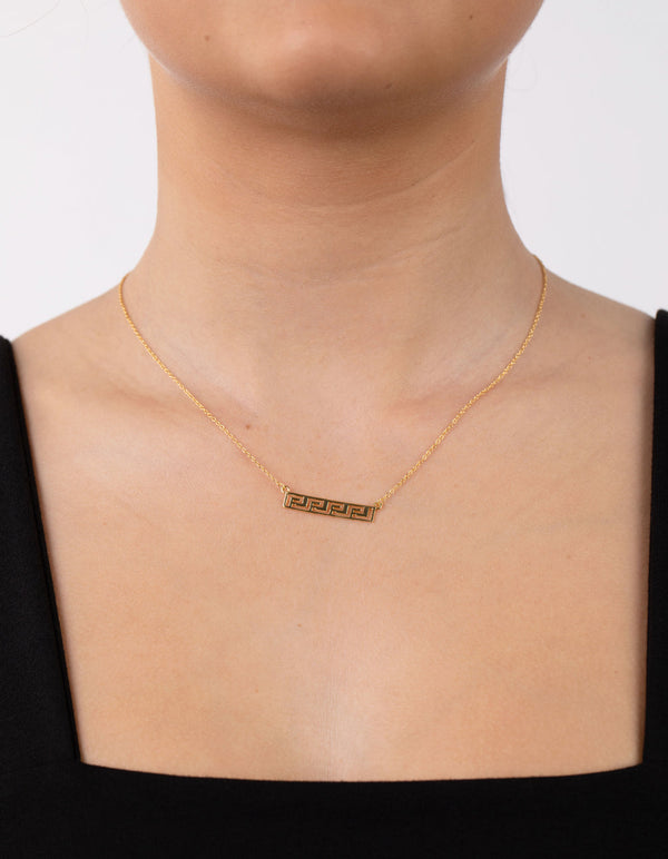Gold Plated Sterling Silver Geometric Bar Necklace