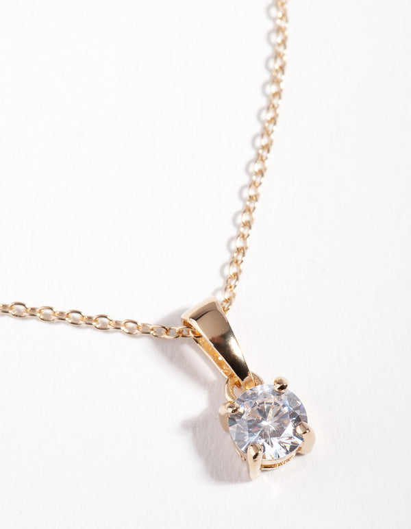 Gold Plated Sterling Silver Cubic Zirconia 1/2 Carat Bale Necklace