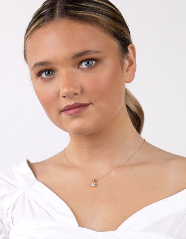 Gold Plated Sterling Silver 1 Carat Cubic Zirconia Necklace