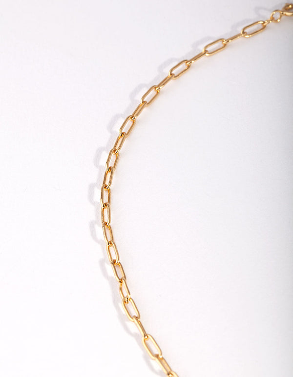 Gold Plated Sterling Silver Half and Half Chain Necklace