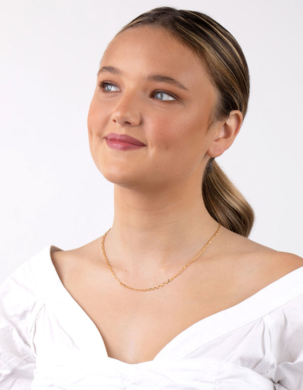 Gold Plated Sterling Silver Half and Half Chain Necklace