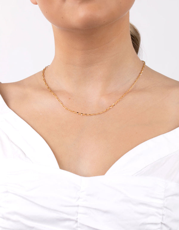 Gold Plated Sterling Silver Half and Half Chain Necklace