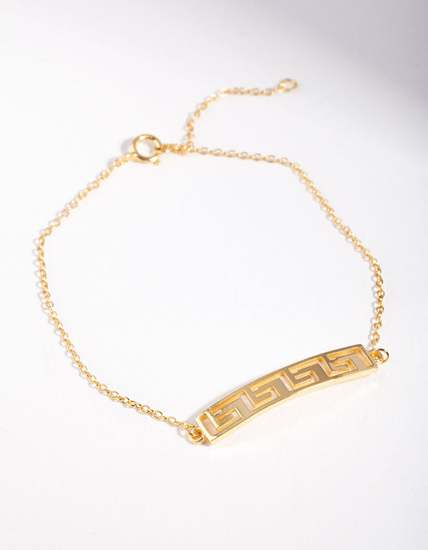 Gold Plated Sterling Silver Geometric Pattern Bracelet