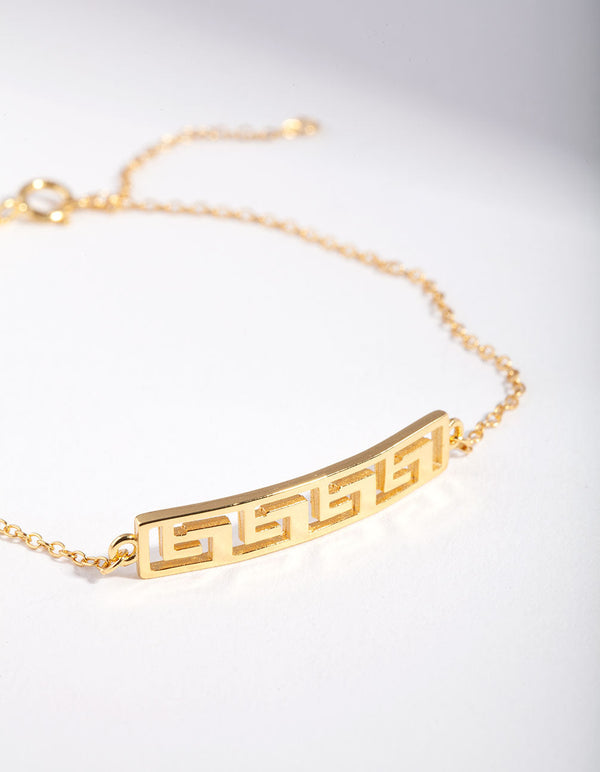 Gold Plated Sterling Silver Geometric Pattern Bracelet