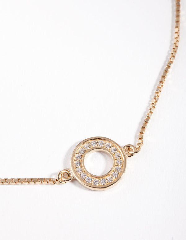 Gold Plated Sterling Silver Open Circle Toggle Bracelet