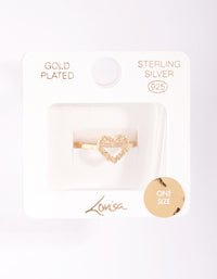 Gold Plated Sterling Silver Floral Heart Ring - link has visual effect only