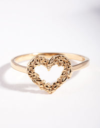 Gold Plated Sterling Silver Floral Heart Ring - link has visual effect only