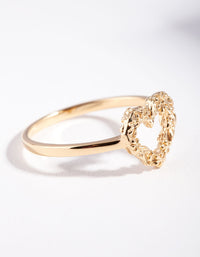 Gold Plated Sterling Silver Floral Heart Ring - link has visual effect only
