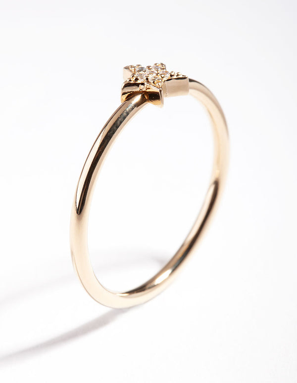 Gold Plated Sterling Silver Pave Star Ring