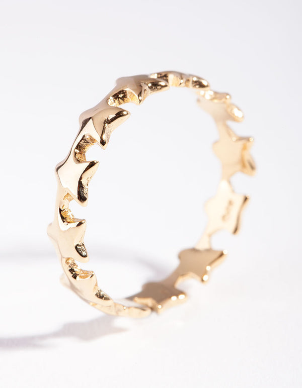 Gold Plated Sterling Silver Star Band Ring