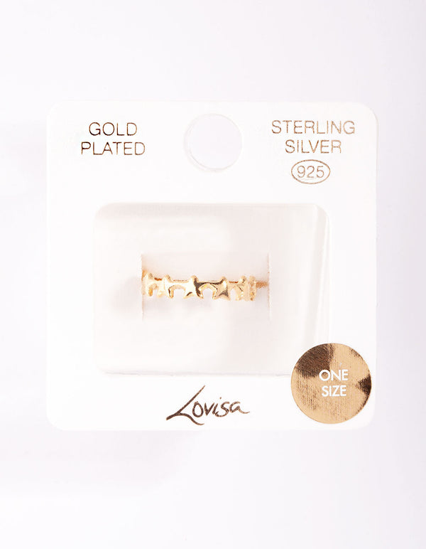 Gold Plated Sterling Silver Star Band Ring
