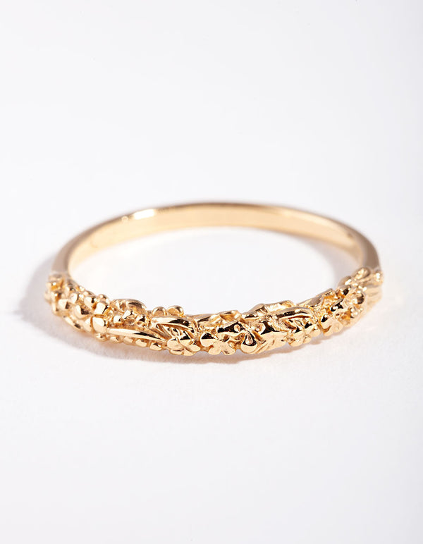 Gold Plated Sterling Silver Textured Ring