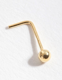 Gold Plated Sterling Silver Polished Nose Stud - link has visual effect only