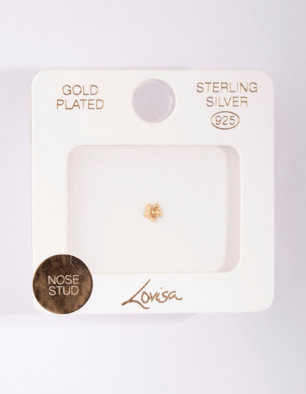 Gold Plated Sterling Silver Flower Nose Stud
