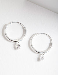 Sterling Silver Cubic Zirconia Charm Hoop Earrings - link has visual effect only
