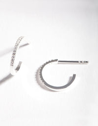 Sterling Silver Cubic Zirconia Fine Open Hoop Earrings - link has visual effect only