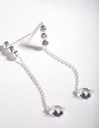 Sterling Silver Triple Cubic Zirconia Chain Stud Earrings - link has visual effect only