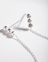 Sterling Silver Triple Cubic Zirconia Chain Stud Earrings - link has visual effect only