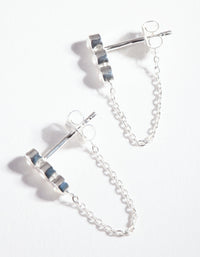 Sterling Silver Triple Cubic Zirconia Chain Stud Earrings - link has visual effect only