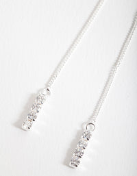 Sterling Silver Cubic Zirconia Thread-Through Earrings - link has visual effect only