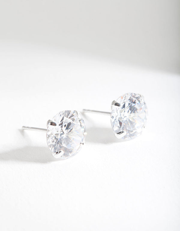Sterling Silver 3 Carat Cubic Zirconia Stone Earrings