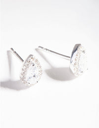 Sterling Silver Cubic Zirconia Pear Halo Stud Earrings - link has visual effect only