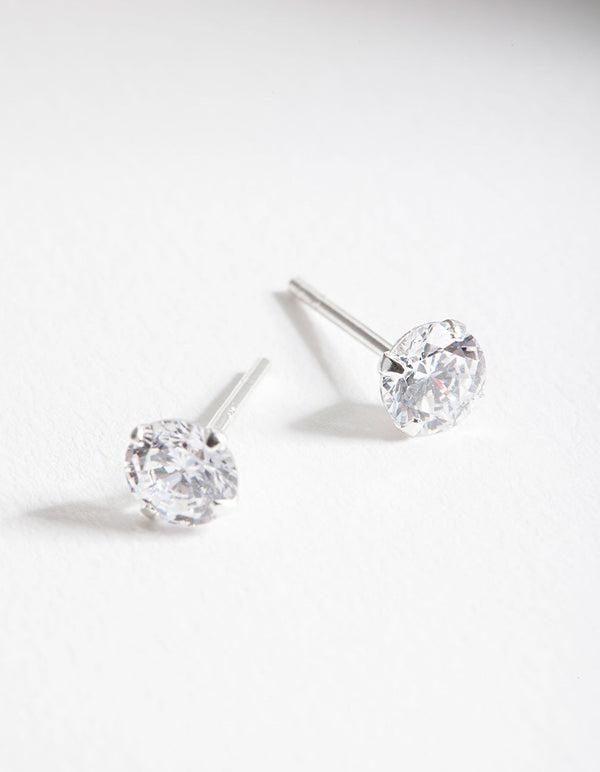Sterling Silver Cubic Zirconia 1/2 Carat Stud Earrings