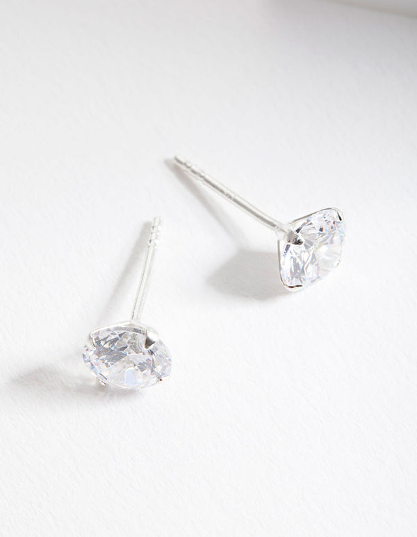 Sterling Silver 1 Carat Cubic Zirconia Stud Earrings